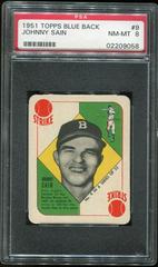 Johnny Sain #9 Baseball Cards 1951 Topps Blue Back Prices