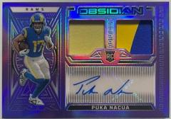Puka Nacua [Purple Flood Electric Etch FOTL] #14 Football Cards 2023 Panini Obsidian Rookie Jersey Ink Prices