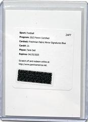 Tank Dell [Blue] #FFMS-21 Football Cards 2023 Panini Certified Freshman Fabric Mirror Signatures Prices
