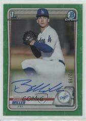 Bobby Miller [Green Refractor] #CDA-BM Baseball Cards 2020 Bowman Draft Picks Chrome Autographs Prices