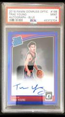 Trae Young [Autograph Blue] #198 Basketball Cards 2018 Panini Donruss Optic Prices