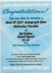 Akil Baddoo [Blue Refractor] #B21-AB Baseball Cards 2021 Bowman’s Best of 2021 Autographs Prices