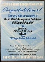 Oneil Cruz [Rainbow Foil] Baseball Cards 2022 Stadium Club Autographs Prices