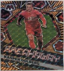 Kasper Dolberg [Orange Fluorescent] #18 Soccer Cards 2021 Panini Mosaic Road to FIFA World Cup Breakaway Prices