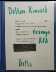 Dalton Kincaid [Neon Orange] #5 Football Cards 2023 Panini Spectra Aspiring Patch Autograph Prices