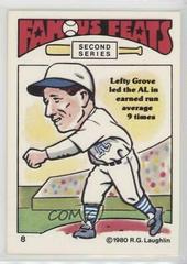 Lefty Grove Baseball Cards 1980 Laughlin Famous Feats Prices