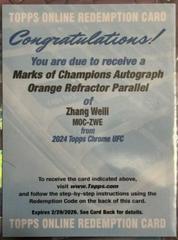 Zhang Weili [Orange Refractor] #MOC-ZWE Ufc Cards 2024 Topps Chrome UFC Marks of Champions Autograph Prices