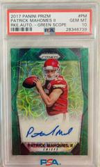 Patrick Mahomes II [Green Scope] Football Cards 2017 Panini Prizm Rookie Autographs Prices