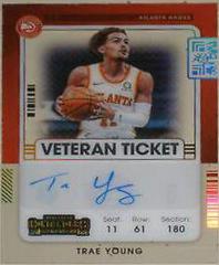 Trae Young [Clear] #VT-TYG Basketball Cards 2021 Panini Contenders Veteran Ticket Autograph Prices