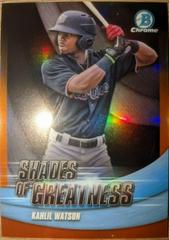Kahlil Watson [Orange] Baseball Cards 2022 Bowman Chrome Shades of Greatness Prices
