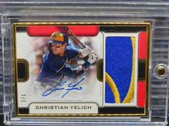 Christian Yelich [Red] #FAC-KHI Baseball Cards 2023 Topps Definitive Framed Autograph Patch Collection Prices