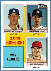 Cody Bellinger, Alex Bregman, Mike Trout #18 Baseball Cards 2020 Topps Throwback Thursday Prices
