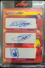 Diogo Jota , Darwin Nunez , Fabinho [Red] #TA-10 Soccer Cards 2022 Leaf Vivid Triple Autographs Prices