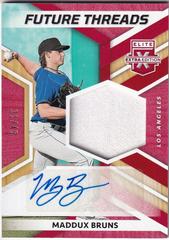 Maddux Bruns [Red] Baseball Cards 2022 Panini Elite Extra Edition Future Threads Signatures Prices