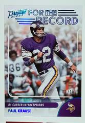 Paul Krause [Platinum] #20 Football Cards 2023 Panini Prestige For the Record Prices