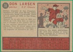Don Larsen #33 Baseball Cards 1962 Venezuela Topps Prices