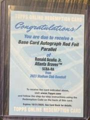 Ronald Acuna Jr. [Red] #SCBA-RA Baseball Cards 2023 Stadium Club Autographs Prices