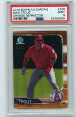 Mike Trout [Orange Refractor] #100 Baseball Cards 2019 Bowman Chrome Prices