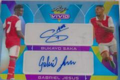 Bukayo Saka , Gabriel Jesus [Gray] #DA-15 Soccer Cards 2022 Leaf Vivid Dual Autographs Prices