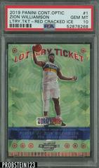 Zion Williamson [Cracked Ice] Basketball Cards 2019 Panini Contenders Lottery Ticket Prices