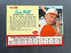 Gus Bell [Hand Cut] #120 Baseball Cards 1962 Post Cereal Prices