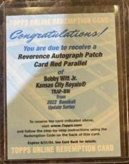 Bobby Witt Jr. [Red] Baseball Cards 2022 Topps Update Reverence Autograph Patch Prices