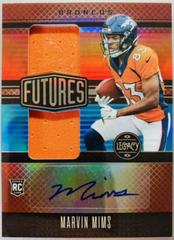 Marvin Mims [Ruby] #FDA-20 Football Cards 2023 Panini Legacy Futures Dual Patch Autographs Prices