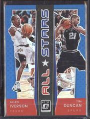 Allen Iverson, Tim Duncan [Blue] Basketball Cards 2021 Panini Donruss Optic All Stars Prices