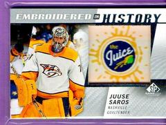 Juuse Saros Hockey Cards 2021 SP Game Used Embroidered in History Prices