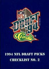 Checklist 2 #95 Football Cards 1994 Classic Prices