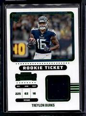 Treylon Burks [Emerald] Football Cards 2022 Panini Contenders Rookie Ticket Swatches Prices