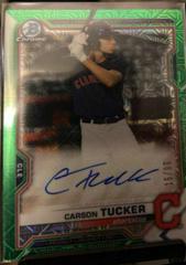 Carson Tucker [Green Refractor] #BMA-CT Baseball Cards 2021 Bowman Chrome Mega Box Mojo Autographs Prices
