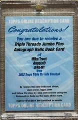 Mike Trout #JPAR-MT Baseball Cards 2022 Topps Triple Threads Jumbo Plus Autograph Relic Prices
