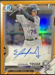 Ezequiel Tovar [Orange Refractor] #CPA-ETO Baseball Cards 2021 Bowman Chrome Prospect Autographs Prices