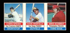 Chris Speier, Dave Winfield, Mike Schmidt [Hand Cut Panel] Baseball Cards 1976 Hostess Prices