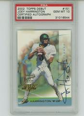 Joey Harrington [Autograph] #151 Football Cards 2002 Topps Debut Prices