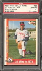 21 Wins in 1973 #28 Baseball Cards 1993 Pacific Nolan Ryan 27th Season Prices