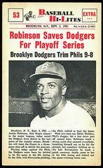Robinson Saves #53 Baseball Cards 1960 NU Card Baseball Hi Lites Prices