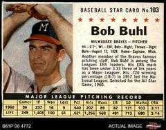 Bob Buhl [Hand Cut] #103 Baseball Cards 1961 Post Cereal Prices