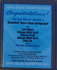 Luis Robert, Frank Thomas Baseball Cards 2023 Topps Stars Dual Autographs Prices