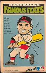 Lloyd Waner Baseball Cards 1972 Fleer Famous Feats Prices