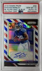 Saquon Barkley [Red White Blue] #2 Football Cards 2018 Panini Prizm Rookie Autographs Prices