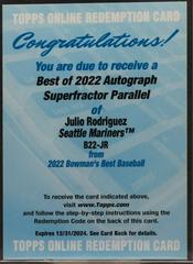 Julio Rodriguez #B22-JR Baseball Cards 2022 Bowman's Best of Autographs Prices