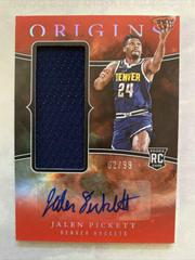 Jalen Pickett [Red] #19 Basketball Cards 2023 Panini Origins Rookie Jersey Autograph Prices