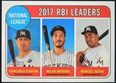Giancarlo Stanton, Marcell Ozuna, Nolan Arenado #4 Baseball Cards 2018 Topps Heritage Prices