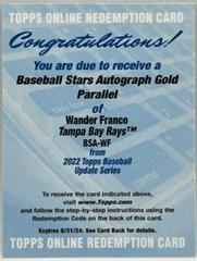 Wander Franco [Gold] #BSA-WF Baseball Cards 2022 Topps Update Stars Autographs Prices