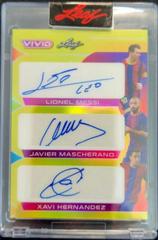 Lionel Messi , Javier Mascherano , Xavi Hernandez #TA-15 Soccer Cards 2022 Leaf Vivid Triple Autographs Prices