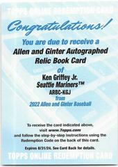 Ken Griffey Jr. #ARBC-KGJ Baseball Cards 2022 Topps Allen & Ginter Autograph Relic Book Prices