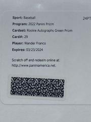 Wander Franco [Green Prizm] #RA-WF Baseball Cards 2022 Panini Prizm Rookie Autographs Prices