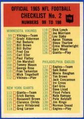 Checklist 2 Football Cards 1965 Philadelphia Prices